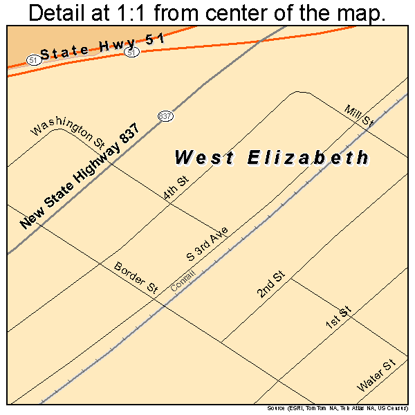 West Elizabeth, Pennsylvania road map detail