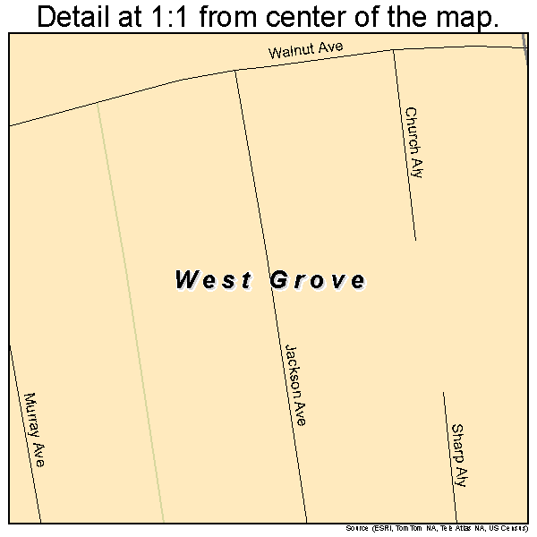 West Grove, Pennsylvania road map detail