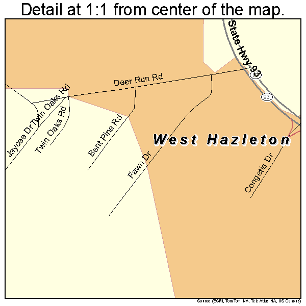 West Hazleton, Pennsylvania road map detail