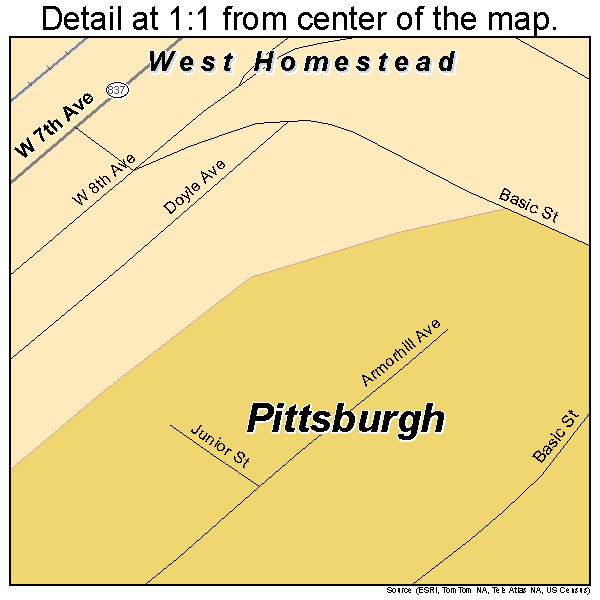 West Homestead, Pennsylvania road map detail