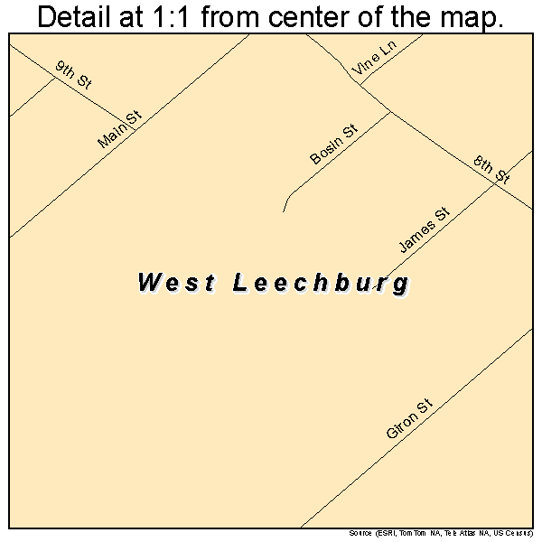 West Leechburg, Pennsylvania road map detail