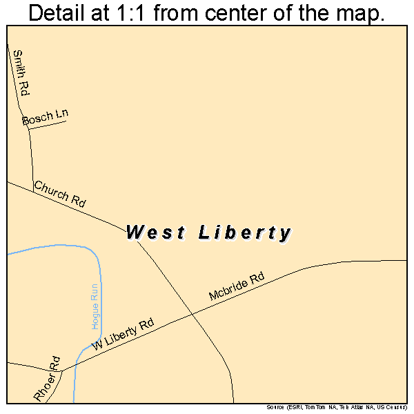 West Liberty, Pennsylvania road map detail