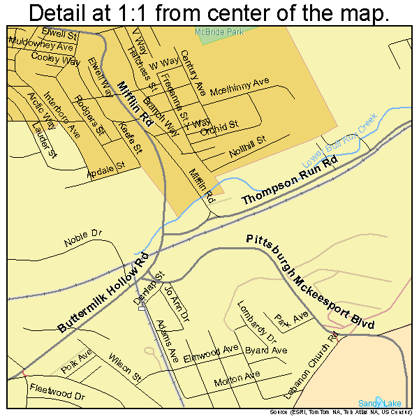 West Mifflin, Pennsylvania road map detail