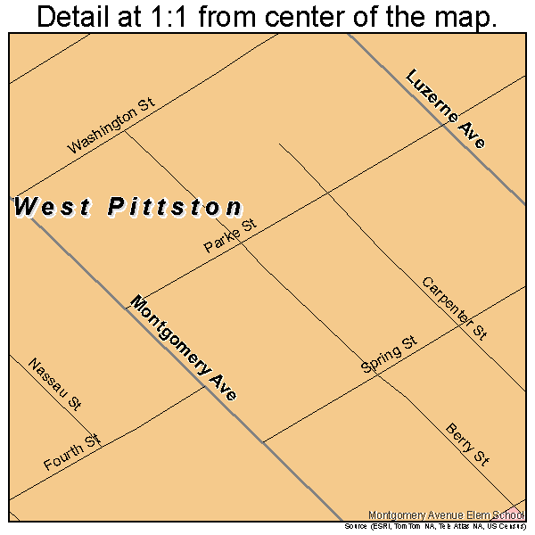 West Pittston, Pennsylvania road map detail