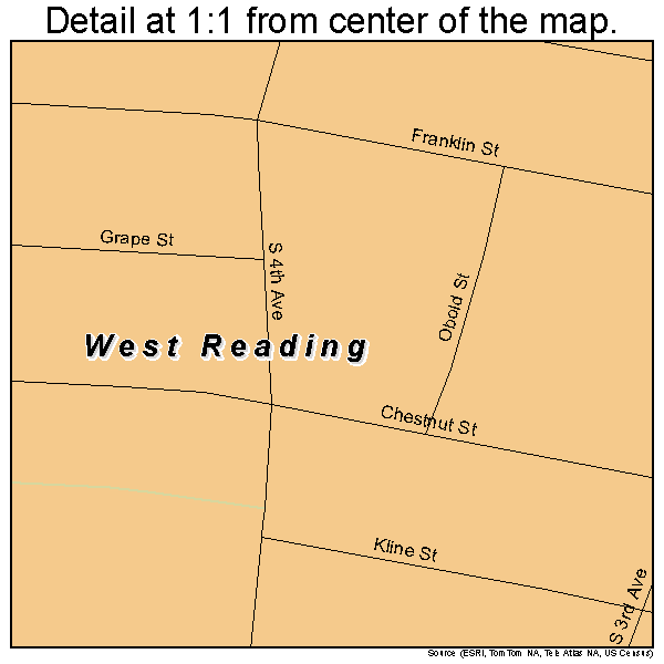 West Reading, Pennsylvania road map detail