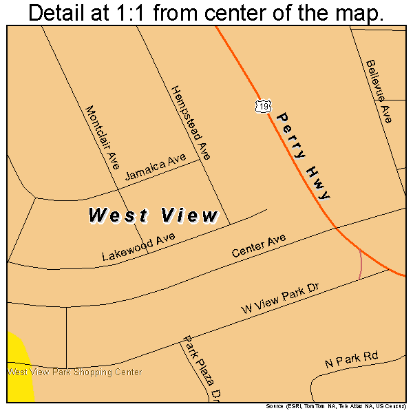 West View, Pennsylvania road map detail