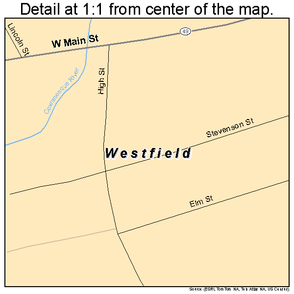 Westfield, Pennsylvania road map detail