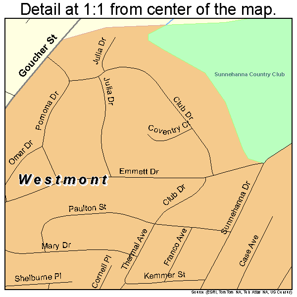 Westmont, Pennsylvania road map detail