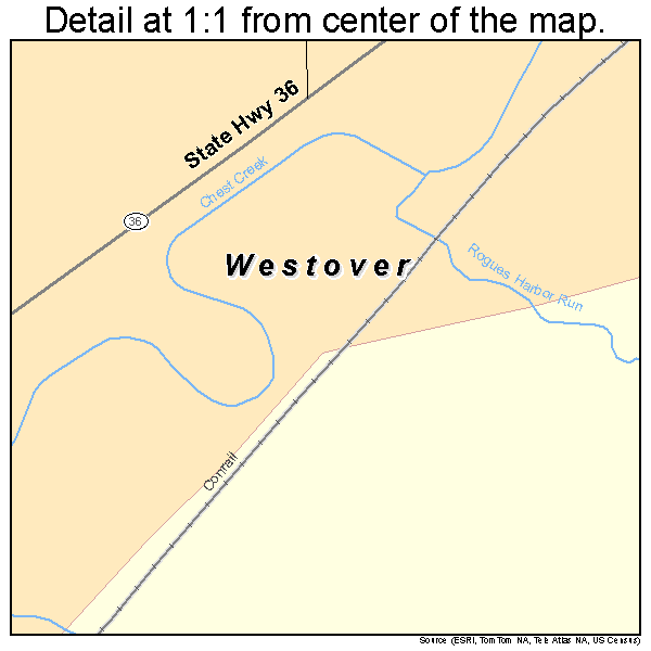 Westover, Pennsylvania road map detail