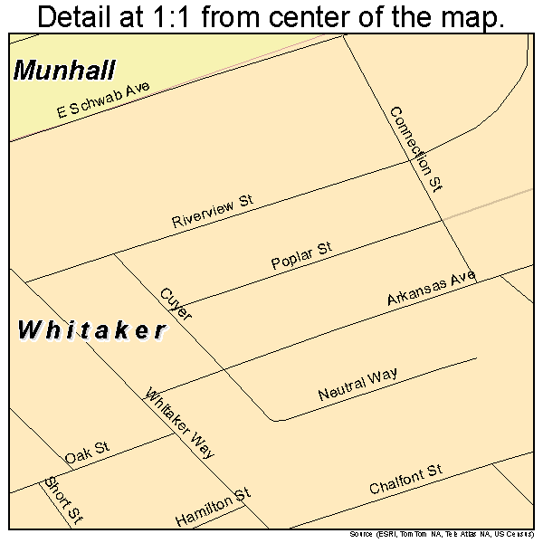 Whitaker, Pennsylvania road map detail