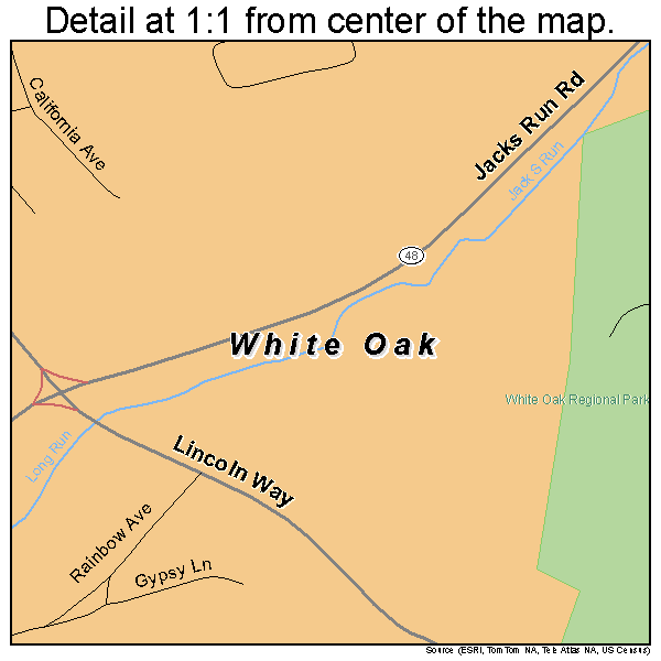 White Oak, Pennsylvania road map detail