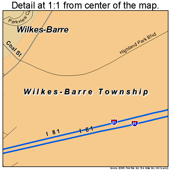 Wilkes-Barre Township, Pennsylvania road map detail