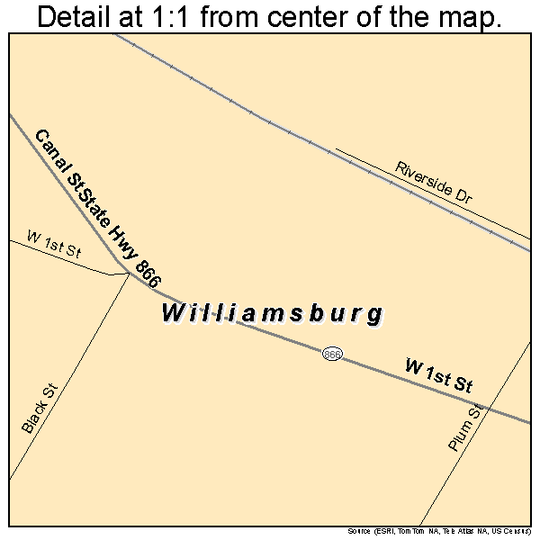 Williamsburg, Pennsylvania road map detail