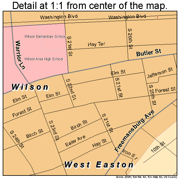 Wilson, Pennsylvania road map detail