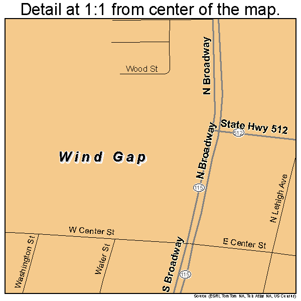 Wind Gap, Pennsylvania road map detail