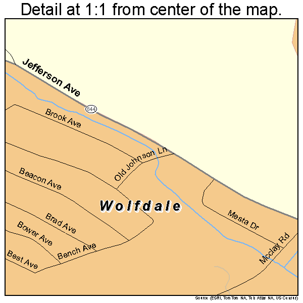 Wolfdale, Pennsylvania road map detail