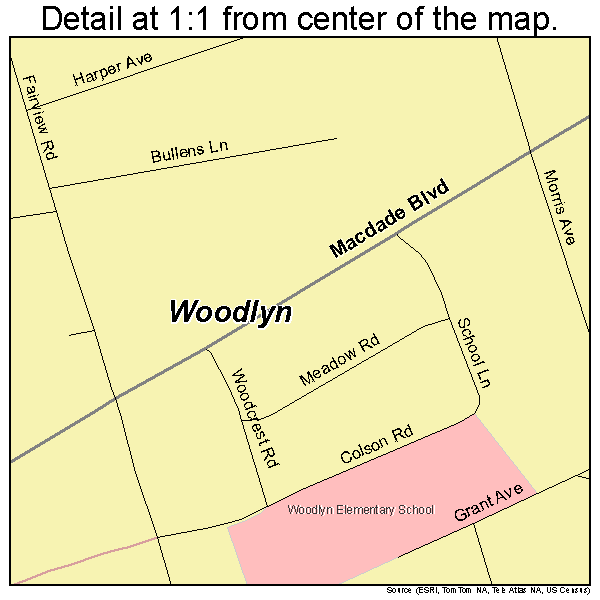Woodlyn, Pennsylvania road map detail