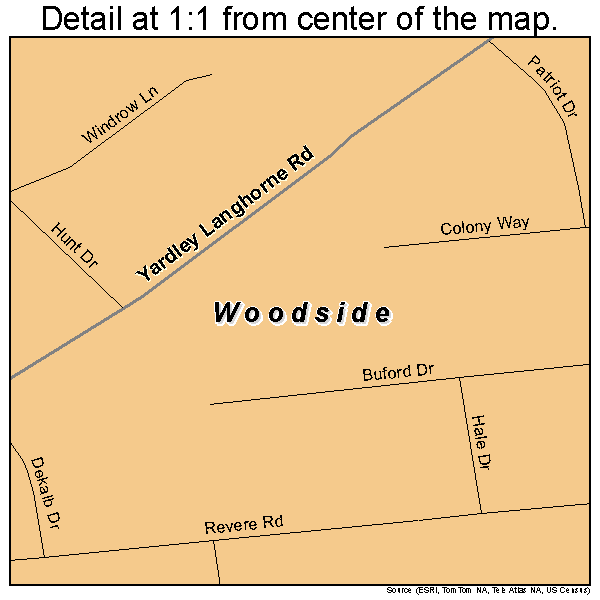 Woodside, Pennsylvania road map detail