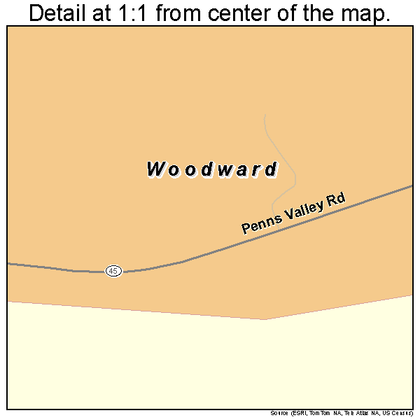 Woodward, Pennsylvania road map detail