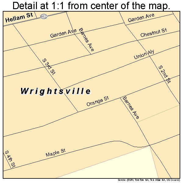 Wrightsville, Pennsylvania road map detail