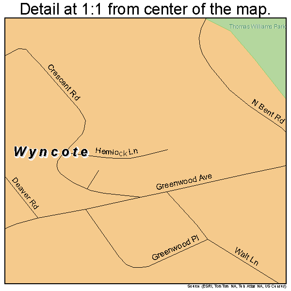 Wyncote, Pennsylvania road map detail