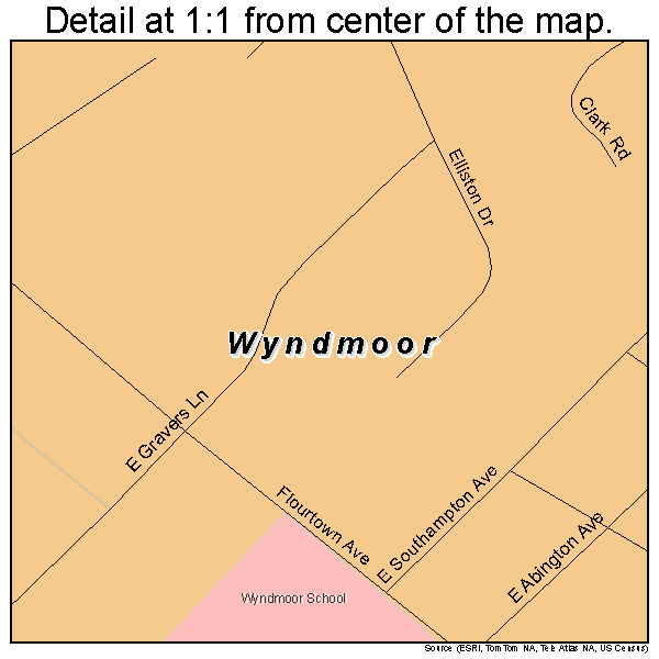 Wyndmoor, Pennsylvania road map detail