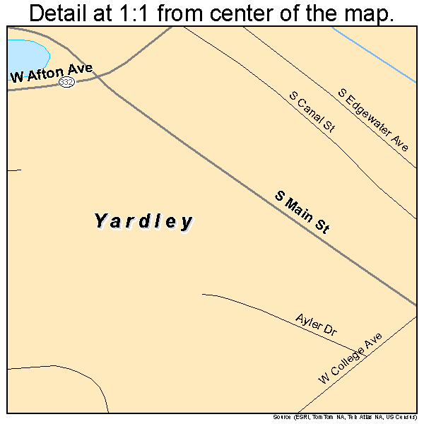 Yardley, Pennsylvania road map detail