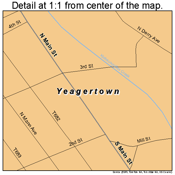 Yeagertown, Pennsylvania road map detail