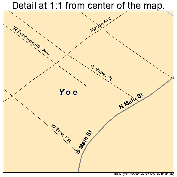 Yoe, Pennsylvania road map detail