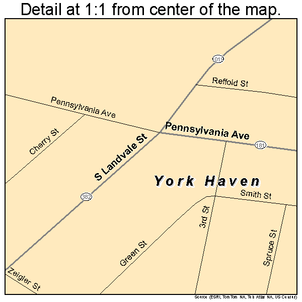 York Haven, Pennsylvania road map detail