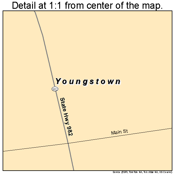Youngstown, Pennsylvania road map detail