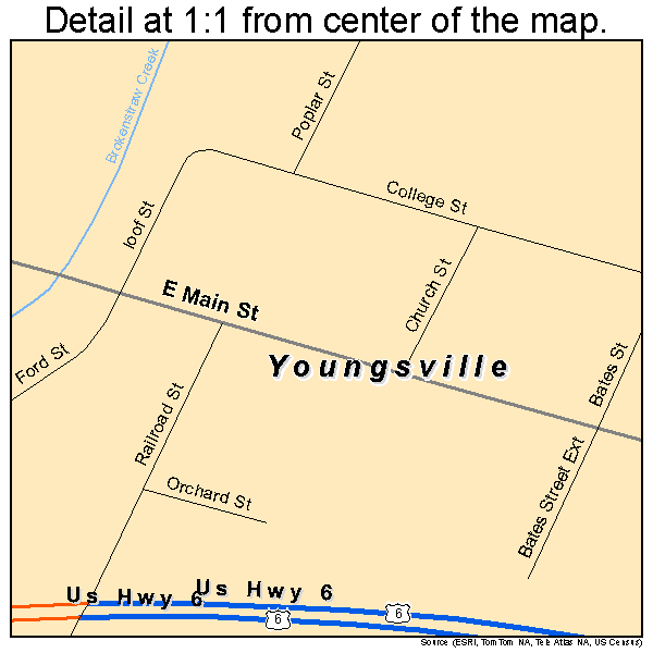 Youngsville, Pennsylvania road map detail