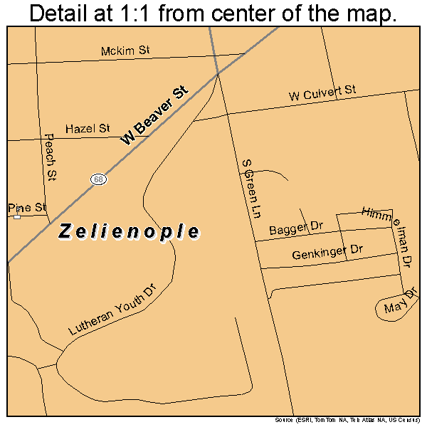 Zelienople, Pennsylvania road map detail