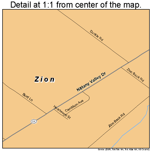 Zion, Pennsylvania road map detail
