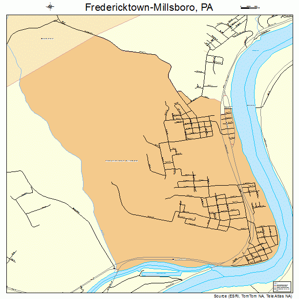 Fredericktown-Millsboro, PA street map