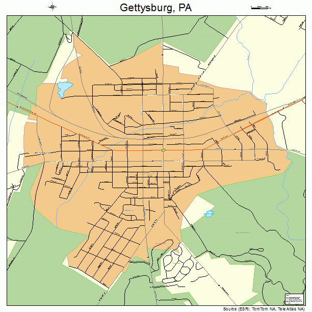 Gettysburg, PA street map