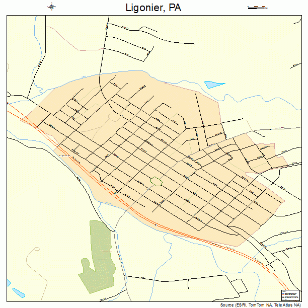 Ligonier, PA street map