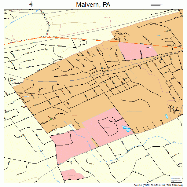 Malvern, PA street map