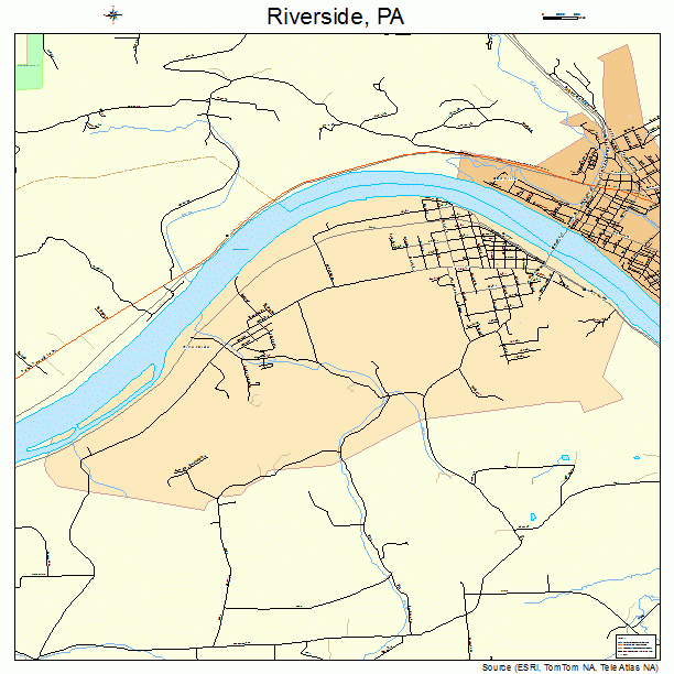 Riverside, PA street map