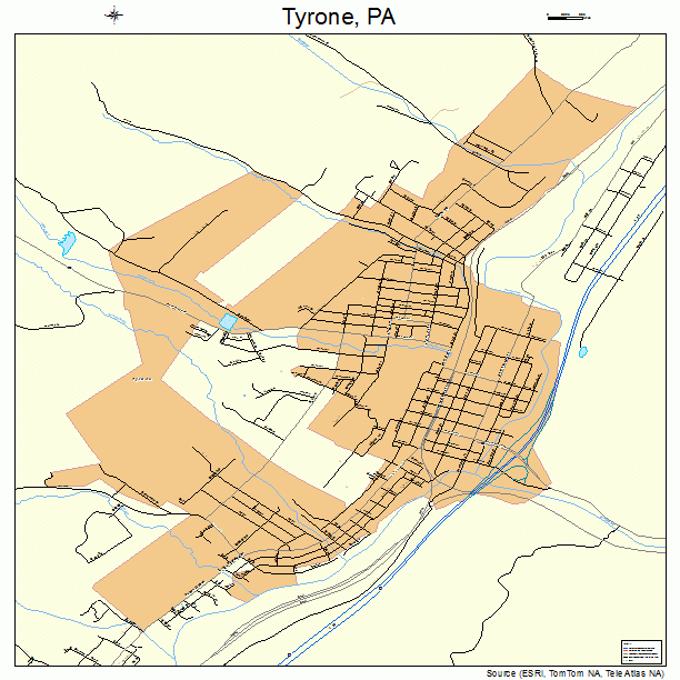 Tyrone, PA street map