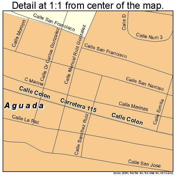 Aguada, Puerto Rico road map detail