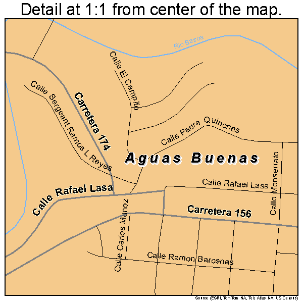 Aguas Buenas, Puerto Rico road map detail