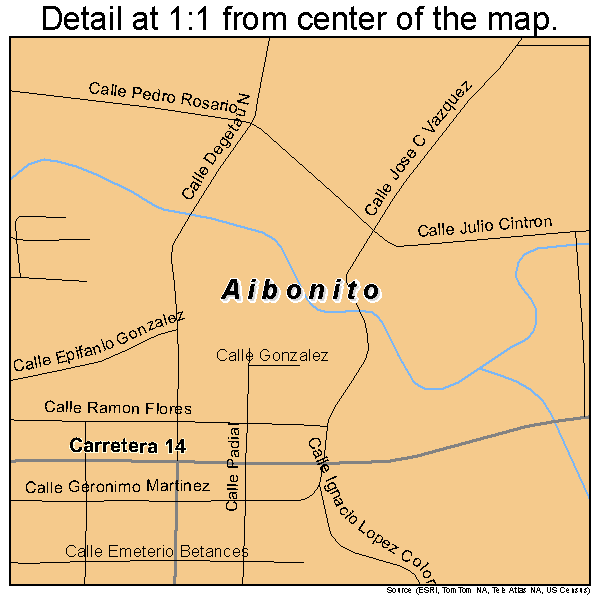 Aibonito, Puerto Rico road map detail