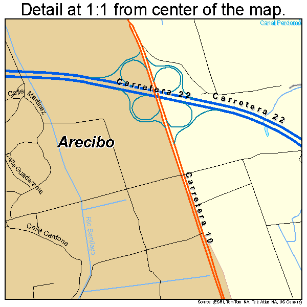 Arecibo, Puerto Rico road map detail