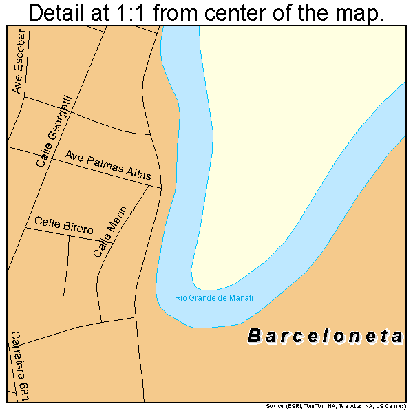 Barceloneta, Puerto Rico road map detail