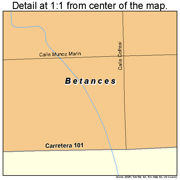 Betances, Puerto Rico road map detail