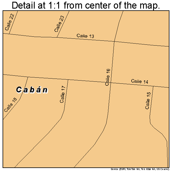 Caban, Puerto Rico road map detail