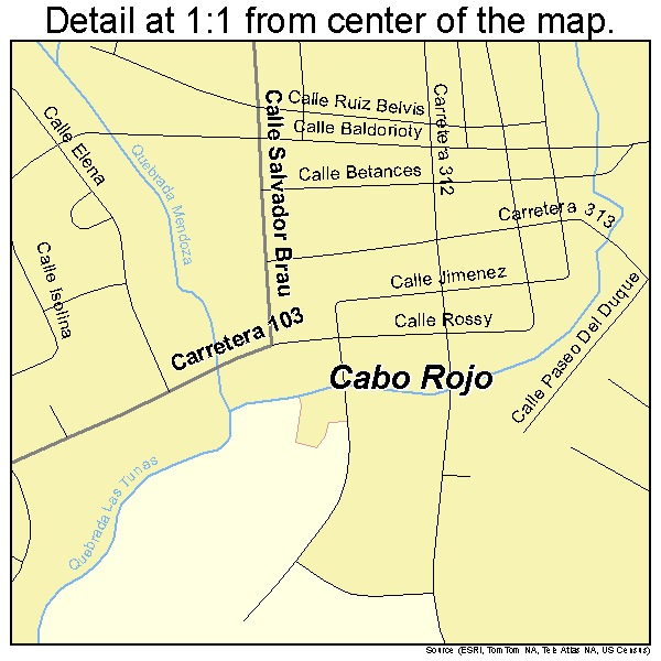 Cabo Rojo, Puerto Rico road map detail