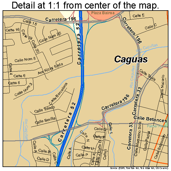 Caguas, Puerto Rico road map detail