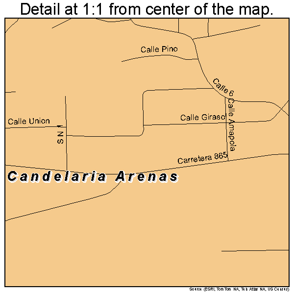 Candelaria Arenas, Puerto Rico road map detail
